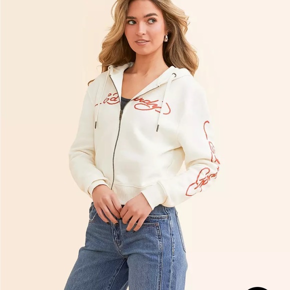 Ed Hardy Cropped Zip Hoodie Ivory - Picture 8 of 10